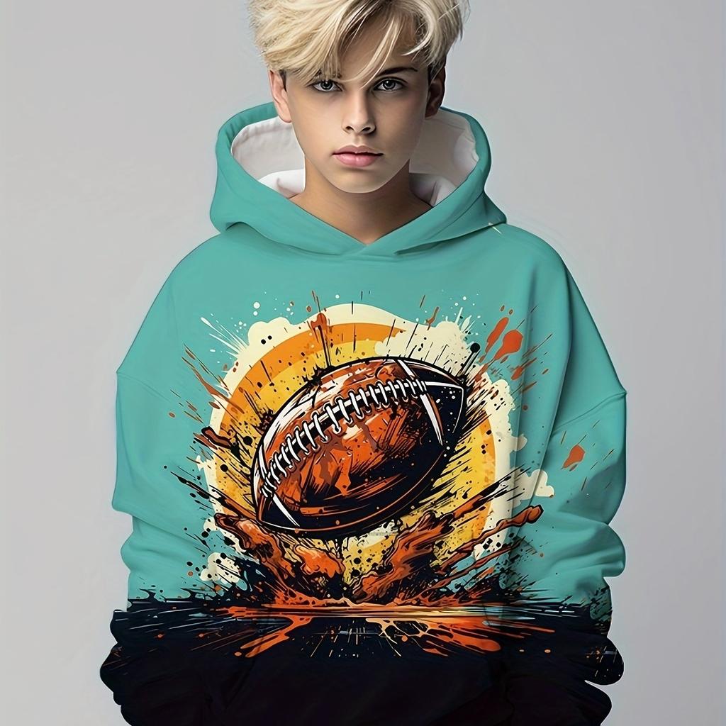 Яркое аниме с футбольным принтом Унисекс Худи - Мягкий полиэстер с легким стрейчем, Стандартная посадка, Машинная стирка, Идеально для повседневной носки на улице