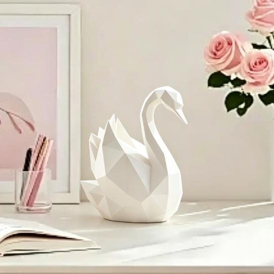 Desktop Ornament Minimalist Geometric Design 3D Printed Swan Sculpture Versatile Decorative Figurine Room Decor