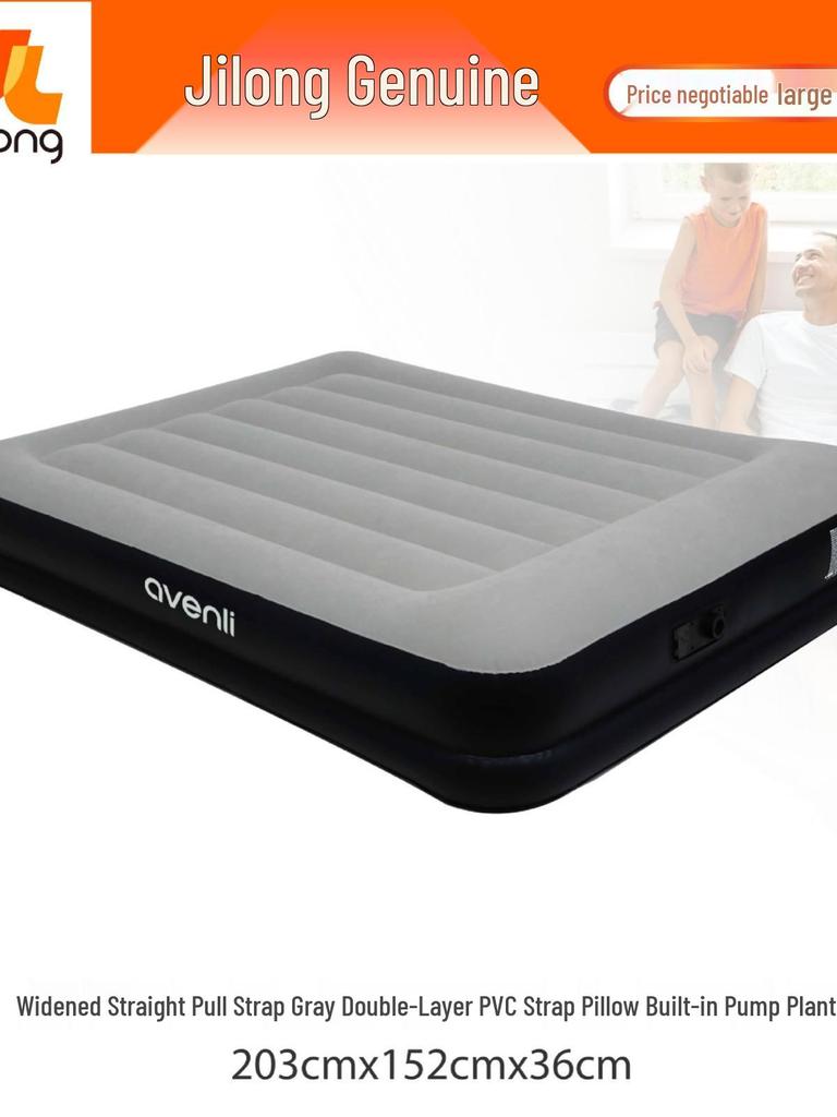 JILONG Portable Inflatable Air Mattress with Built-in Pump and Sheet, Double/Single Size, Home Use, Foldable Storage.
