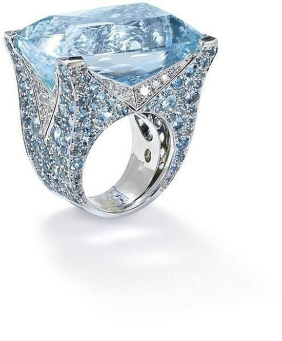 Кольцо Sanjie Wish Exaggerated Blue Square Ring - Ювелирные изделия в европейском и американском стиле