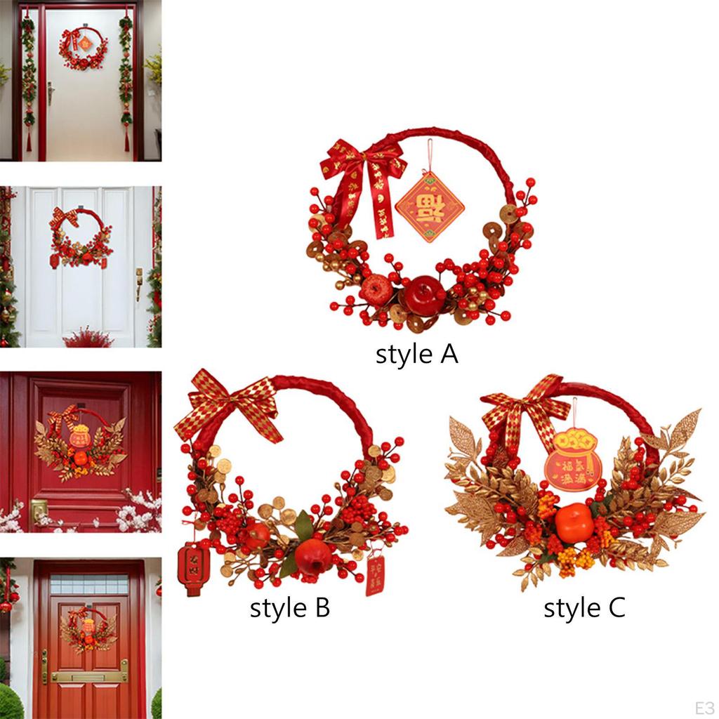 Celebration Wreath for Front Door with Red Berries Home And Garden