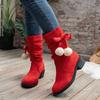 Foreign Trade Large Size Square Heel Polished Suede Fashion Boots Autumn and Winter New Christmas Style Square and Round Head Women's Boots