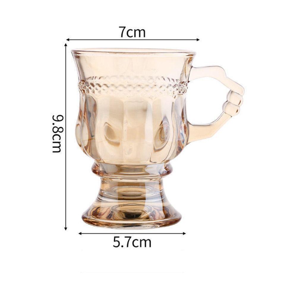 Embossed Glass Cup With Handle Durable Hot Drinks Chai Cup Transparent Coffee Cups Cappuccino Clear Drinkware Home Decor