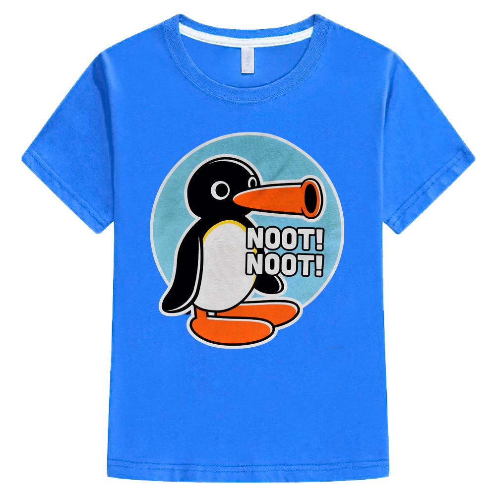 Pingu Детская одежда Топы для мальчиков/девочек С коротким рукавом Спортивная Мода Уличная Одежда Комиксы Футболки с круглым вырезом