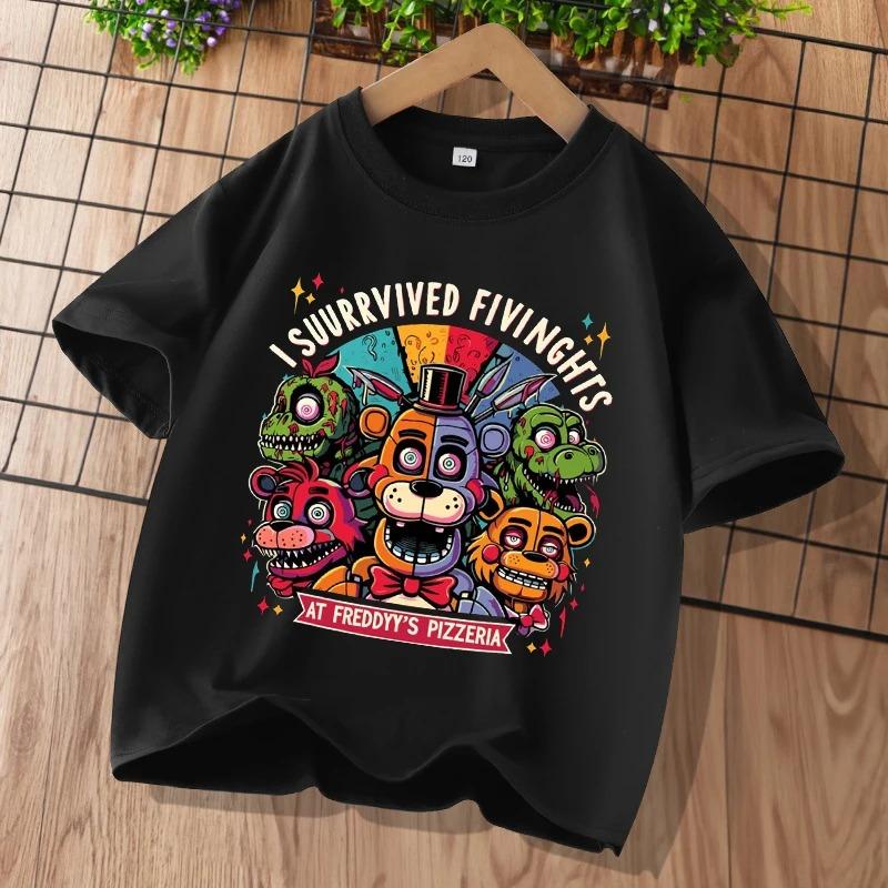Новые детские футболки Five Nights At Freddys FNAF с мультяшным принтом Детские повседневные спортивные топы с короткими рукавами Детская одежда