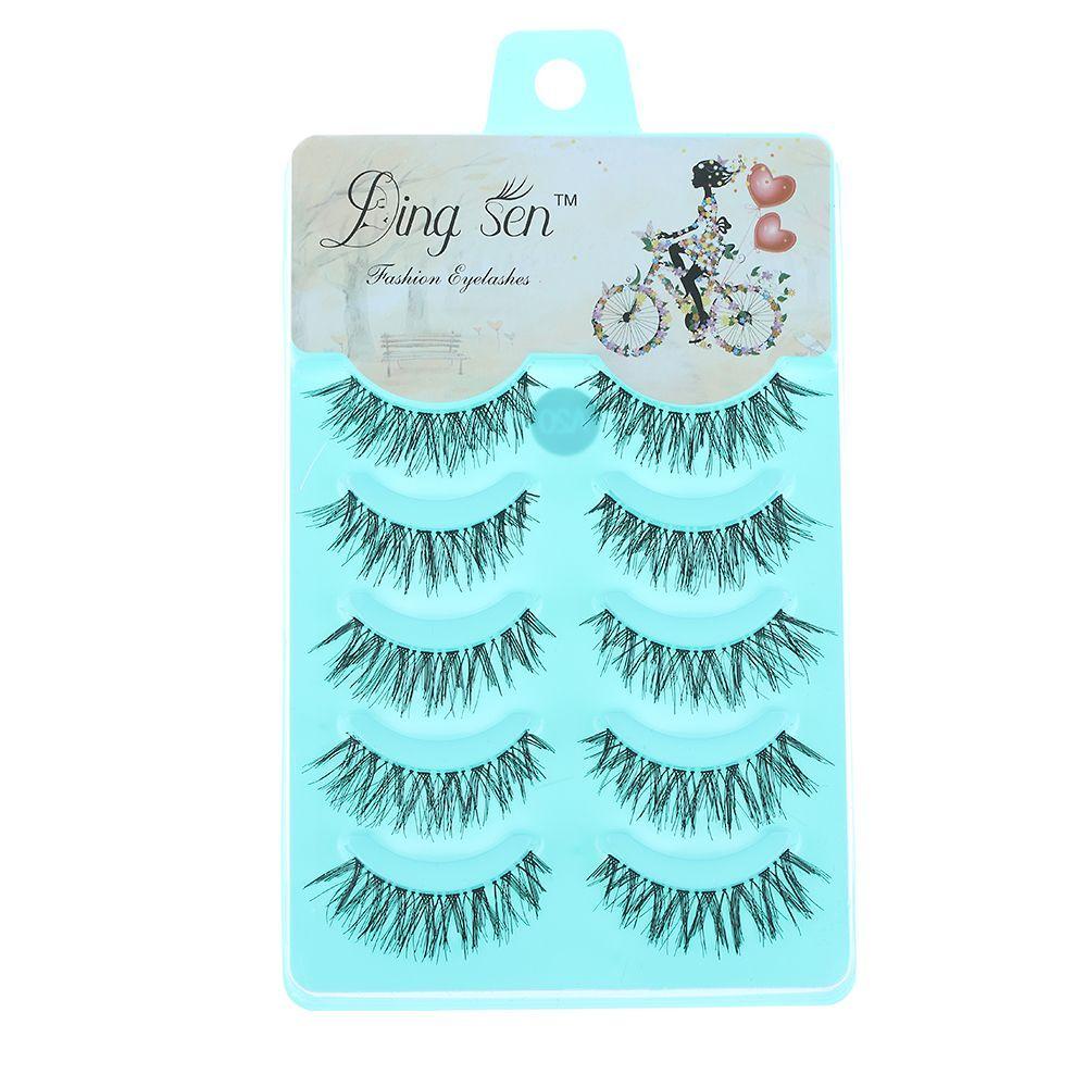 5 Pairs Cosmetic Long Cross Thick Black False Eyelashes Eye Lashes Extension Handmade