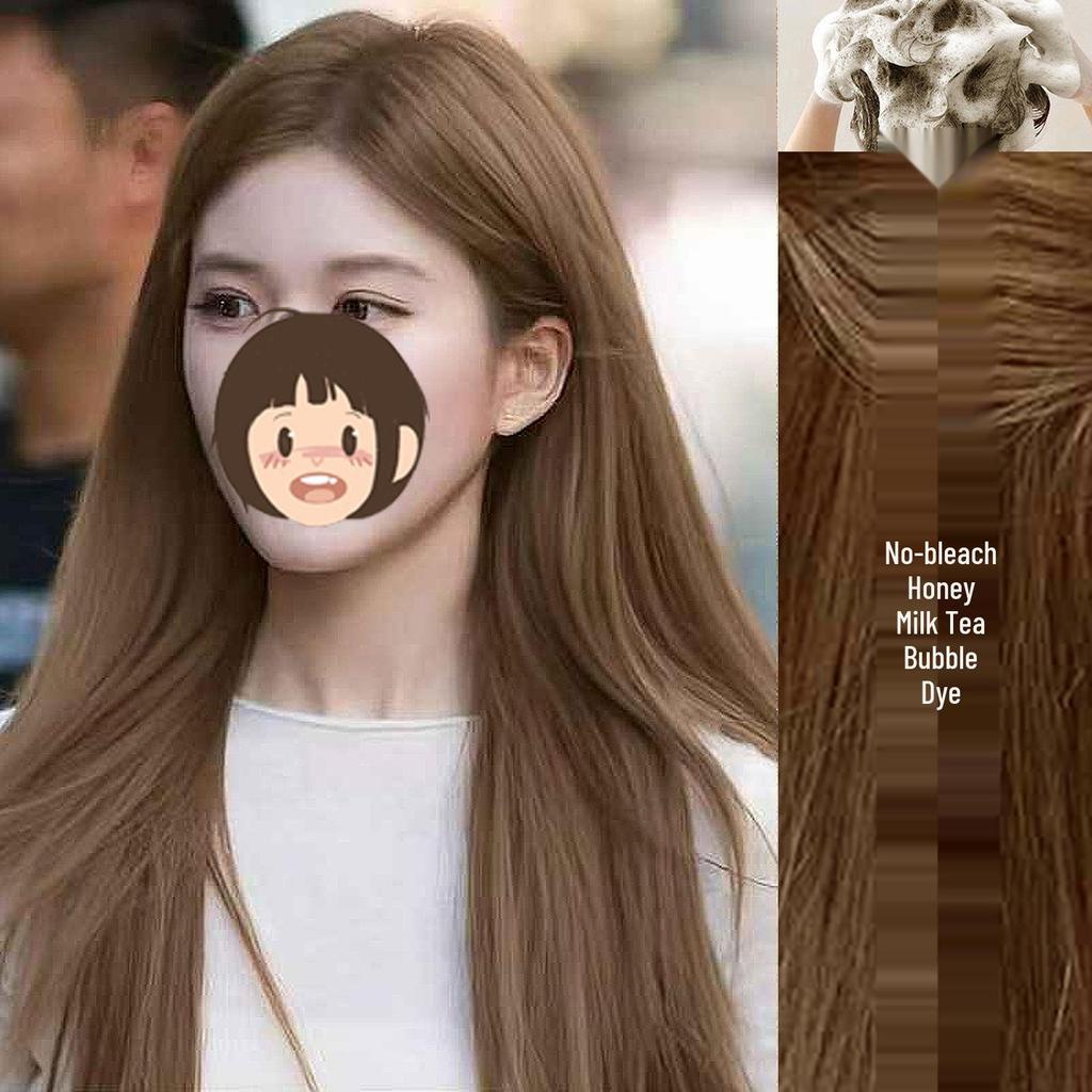 Медово-молочный чай Пузырящаяся краска для волос - Орехово-пепельный коричневый, Бестселлер Домашняя краска для волос