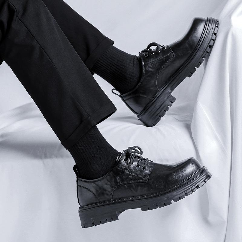 Кожаные туфли мужские формальные деловые британские туфли на платформе повседневные туфли дерби черные свадебные туфли жениха увеличение 66106-Y