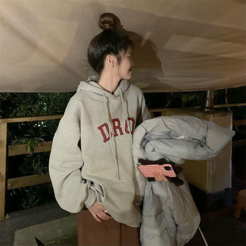 Womens Hooded Sweatshirt Fleece Lined Thick Casual Loose Lazy Style Top 2026 Fall