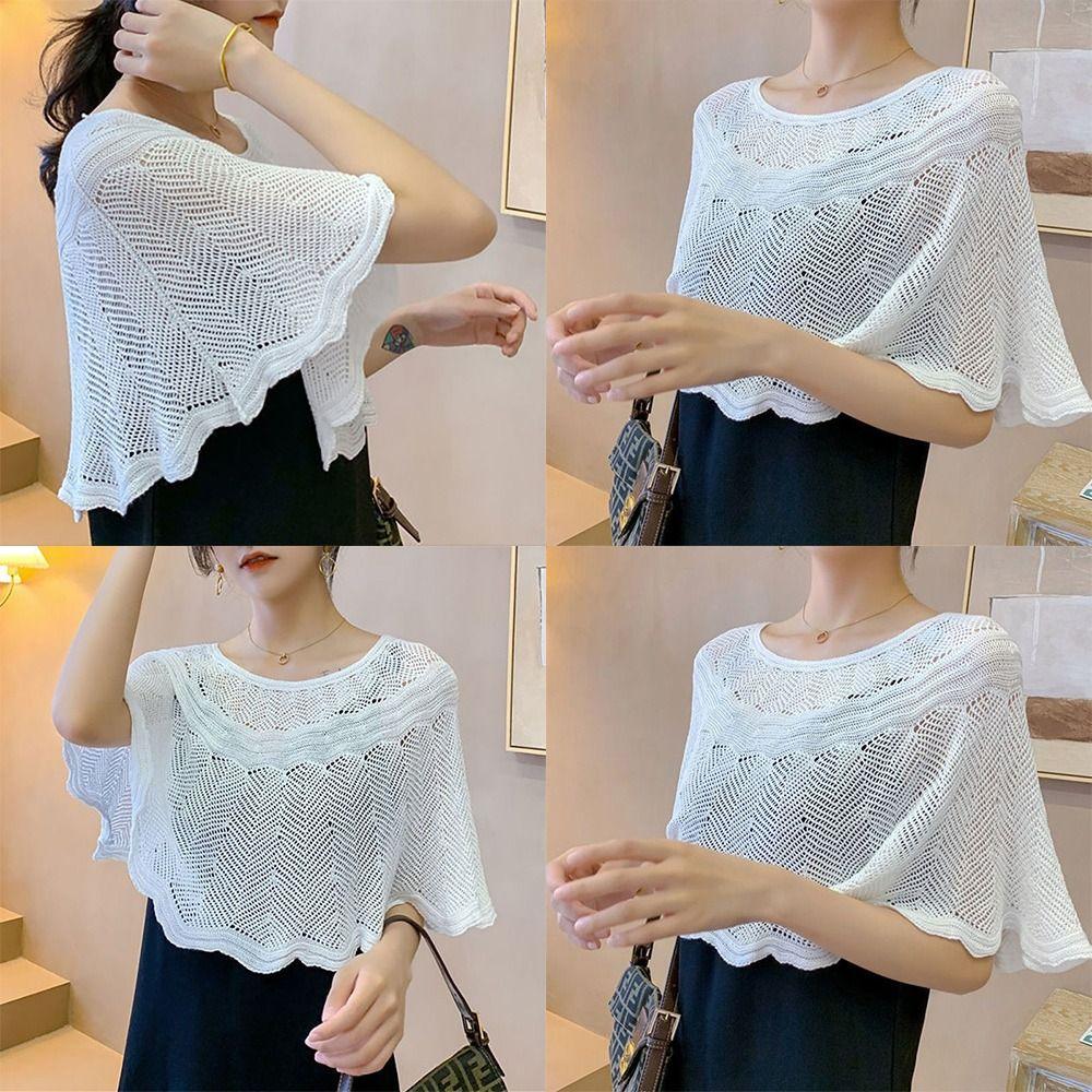Solid Color Knit Cover Hollow Design Warm Scarves Fashion Knitted Shawl Korean Style