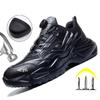 Rotated Button Black Safety Shoes For Men Steel Toe Working Sneaker New Puncture Proof Work Safety Boots Man Work Shoes
