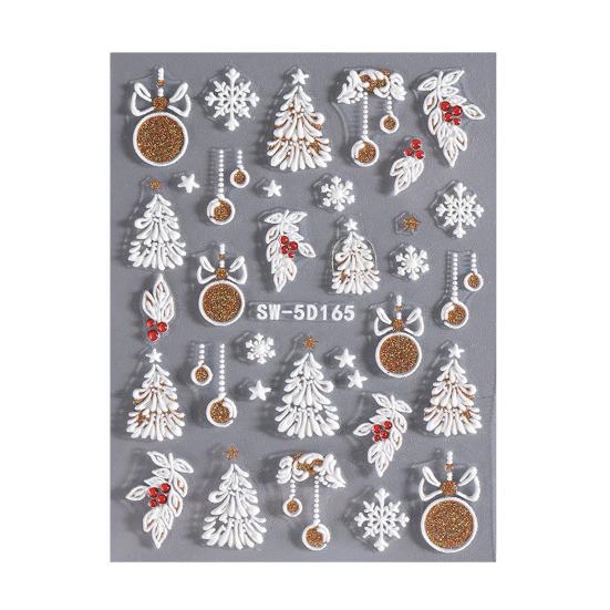1 Sheet Christmas Nail Art Sticker Waterproof 3D Embossment Santa Claus Snowman Elk