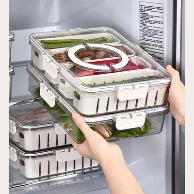 1 шт., коробка для консервации ПЭТ с крышкой и ручкой, разделенный сервировочный поднос, холодильник, коробка для хранения замороженных продуктов, кухонные контейнеры для приправ