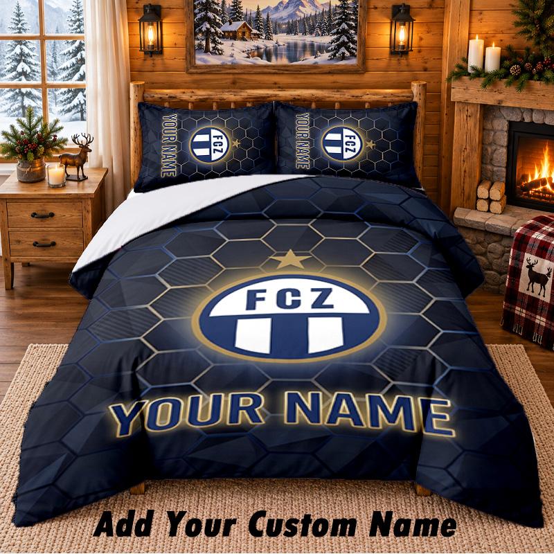 FC Zürich Pattern Bedding 3Pcs Set Custom Name, Bed Sheet And Pillowcases For Home Bedroom