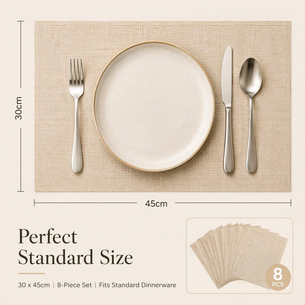 8PCS square simple PVC tableware high-end western restaurant tablecloth placemat linen 30 * 45cm
