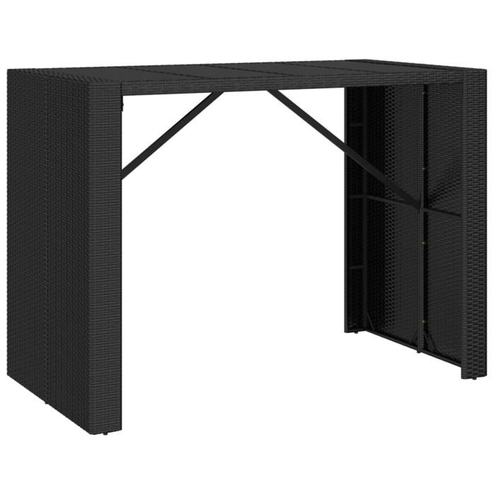 Meuble de jardin - Ensemble bar de jardin 5 pcs - Rotin poly noir - Table verre trempé - 4 tabourets avec coussins