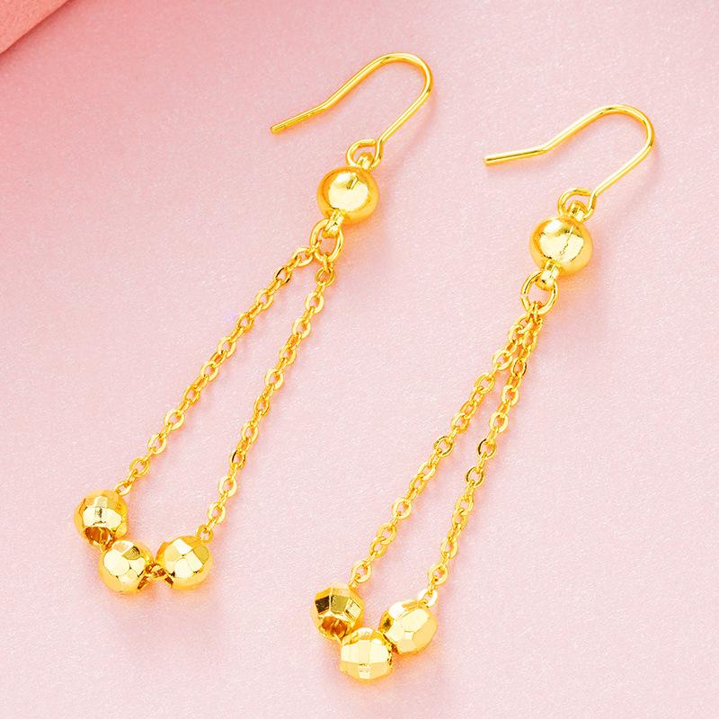 Высококачественные серьги с имитацией песочного золота: Долговечный дизайн кисточек для женщин, трансграничные медные аксессуары