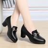 Spring New Comfort Square Heel Metal Chain Women Soft Leather Shoes Fashion Slip On Chunky Heel Casual Mary Jane Shoes
