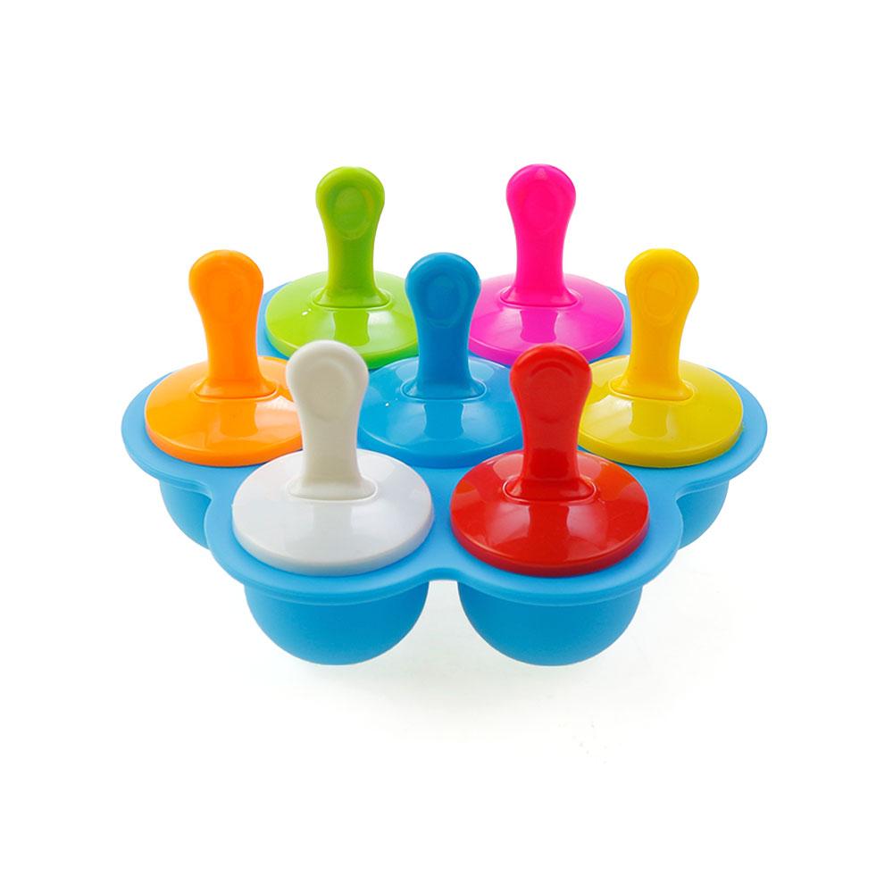 Silicone World 9/7 Отверстий Силиконовые Формы для Эскимо DIY Форма для Мороженого на Палочке Лоток для Льда Детский Фруктовый Молочный Коктейль Коробка для Прикорма