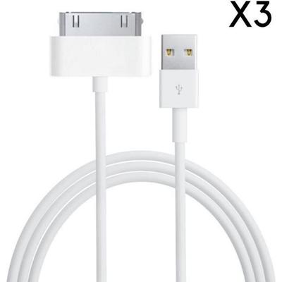 Партия 3 Кабеля USB [Совместимы с iPad 1 - 2 - 3] Зарядное устройство Белый 1 Метр [Phonillico®]