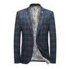 Мужской повседневный костюм корейской версии Slim Fit Fashion Plaid Mens Suit Single Western Jacket