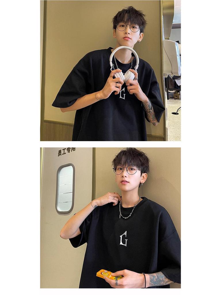 Мужская летняя 2023 футболка оверсайз с коротким рукавом в стиле стритвир