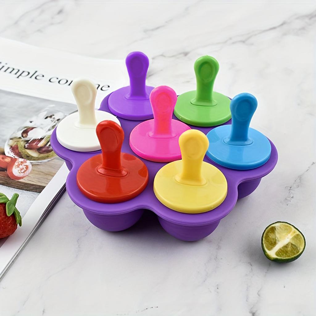 Форма для эскимо с 7 отверстиями, силиконовая форма для кубиков льда с крышкой для домашнего DIY