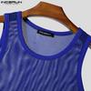 INCERUN Men Round Neck Sleeveless Mesh Sheer See Through Party Tank Tops T-shirts