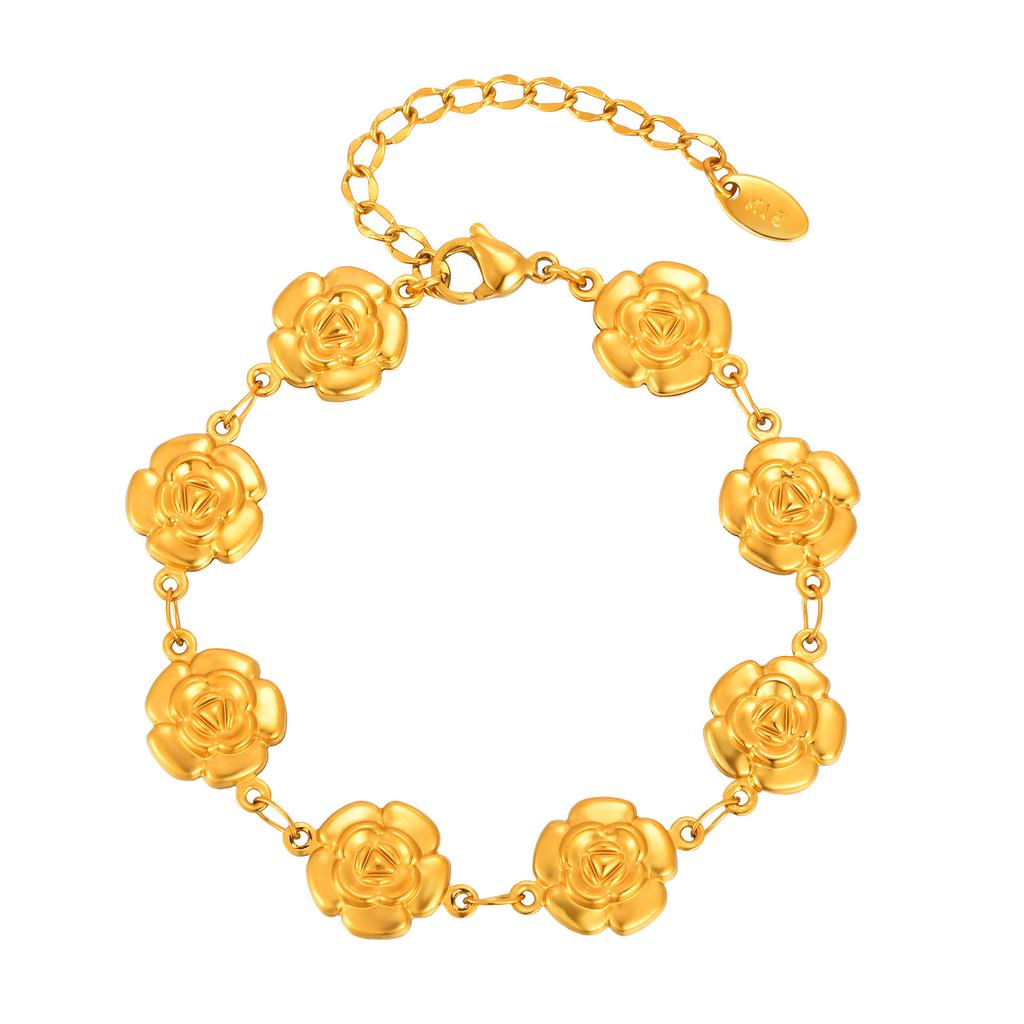 Chunky Stainless Steel Chain Bracelet for Women, Waterproof Lightweight Flower Butterfly Link , Statement Jewelry 2025
