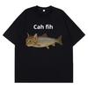 Футболка Cah Fih T-Shirt Fih Смешной Неправильно Написанный Мем Рыба Футболка Кот и Рыба Графический Юмор Футболка Повседневная Одежда С Коротким Рукавом Графическая Y2K