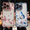 Чехол для телефона для iPhone 16 15 Pro Max 17 Air 16E 12 13 Mini 14 Plus Чехол Искусство Синяя Бабочка Покрытие Прозрачный Защита Камеры Funda