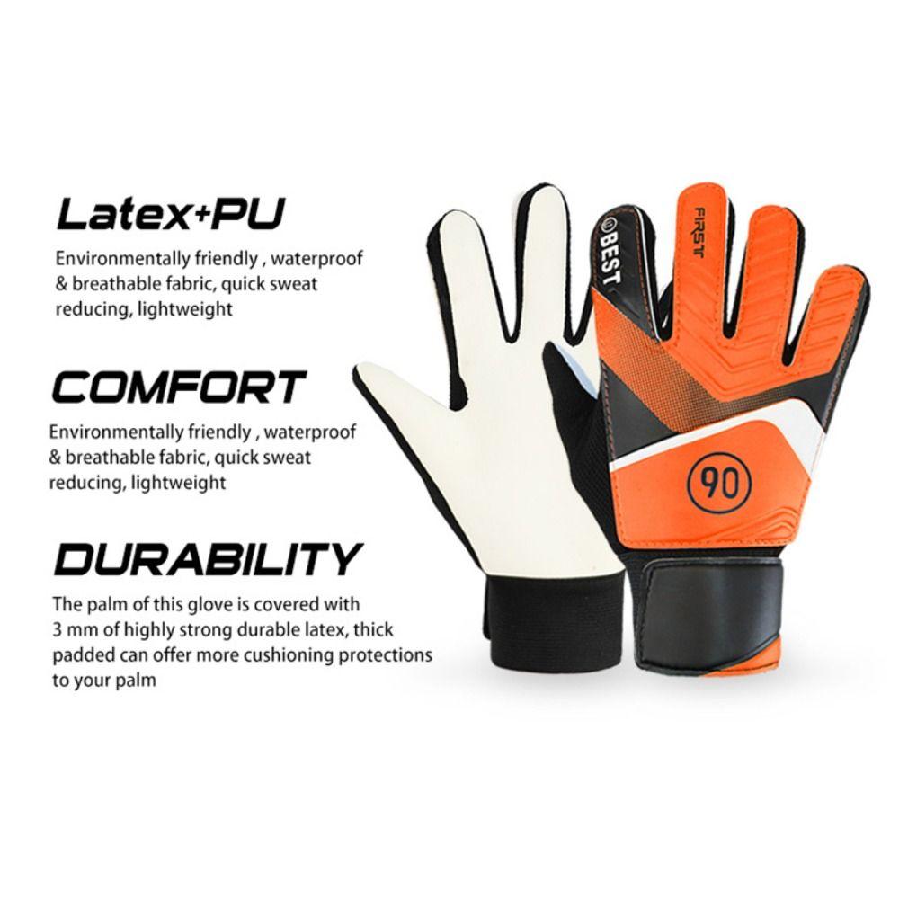 1 Pair Children Soccer Goalkeeper Gloves Anti-Collision Latex PU Goalkeeper Hand Protection Gloves Football Accessories for Kids