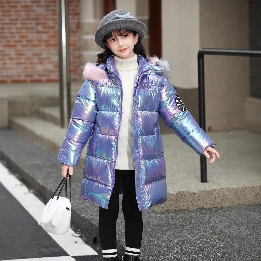Зимняя хлопковая одежда для девочек Новая зимняя пуховая хлопковая одежда Детские куртки Глянцевые хлопковые куртки Мода