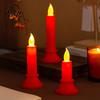 Safe Wax Free Decorative Lights LED Flameless Red Candle, Battery Operated Tea Light with Christmas Holiday Table Centerpieces Flickering Flame,