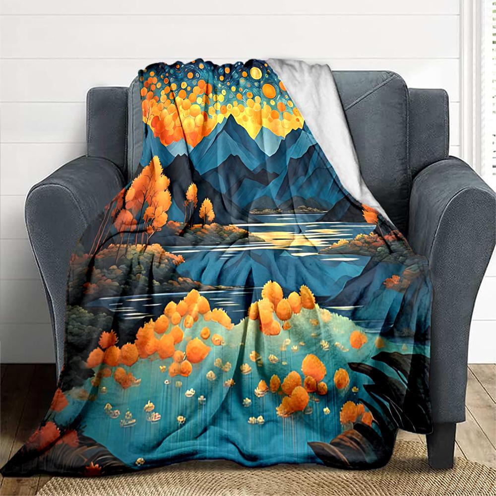 1pc Autumnal Fantasy Lightweight Flannel Blanket, Comfortable and Warm Blanket, for Office and Camping Sofa Bed, Livingroom081