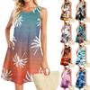 Летние платья для женщин Пляжный Бохо без рукавов Винтажный принт Футболка с карманами Сарафаны-майки