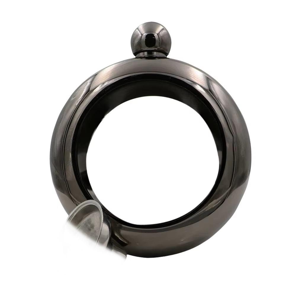 Мини-фляга для виски из нержавеющей стали - Портативная круглая бутылка, полированная отделка, идеально подходит для использования на открытом воздухе, в качестве подарка на выпускной и День отца