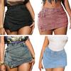 Rose Beauty Новые женские винтажные рейв-юбки Y2K Street с эластичным поясом и асимметричным подолом, облегающие повседневные мини-юбки-шорты из денима