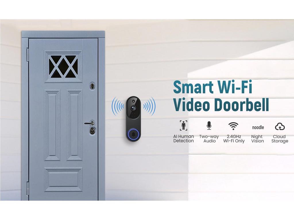 Умный беспроводной дверной звонок с камерой, голосовой домофон, WiFi HD, ночным видением и электронным глазком