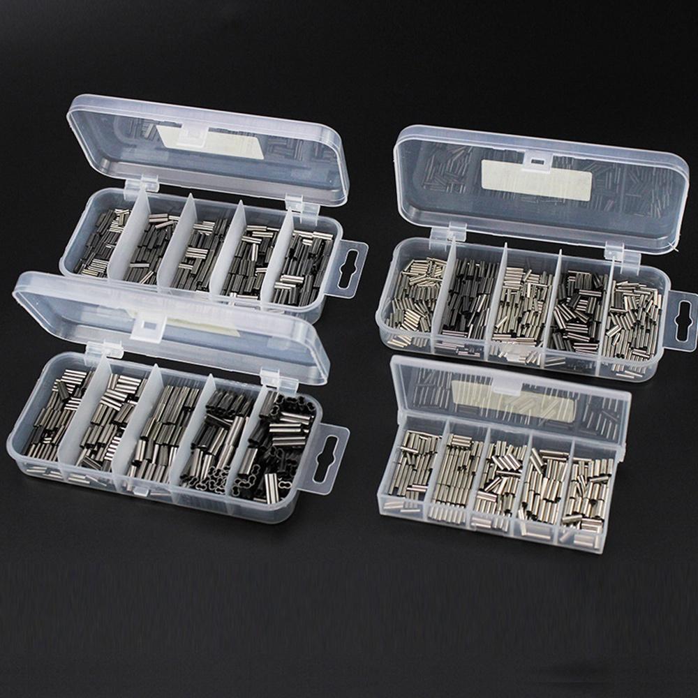 300-500 шт./коробка одно-/двухствольные обжимные муфты рыболовная леска провод лидер круглые медные трубки соединители смешанные медные трубки