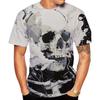 Fashionable Men's Short Sleeved 3D Digital Printed Skull Pattern T-shirt Trendy Versatile Top