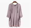 Spring Autumn Women's Hooded Solid Color Loose Long T-shirt Irregular Long Sleeve Pocket Pullover Top