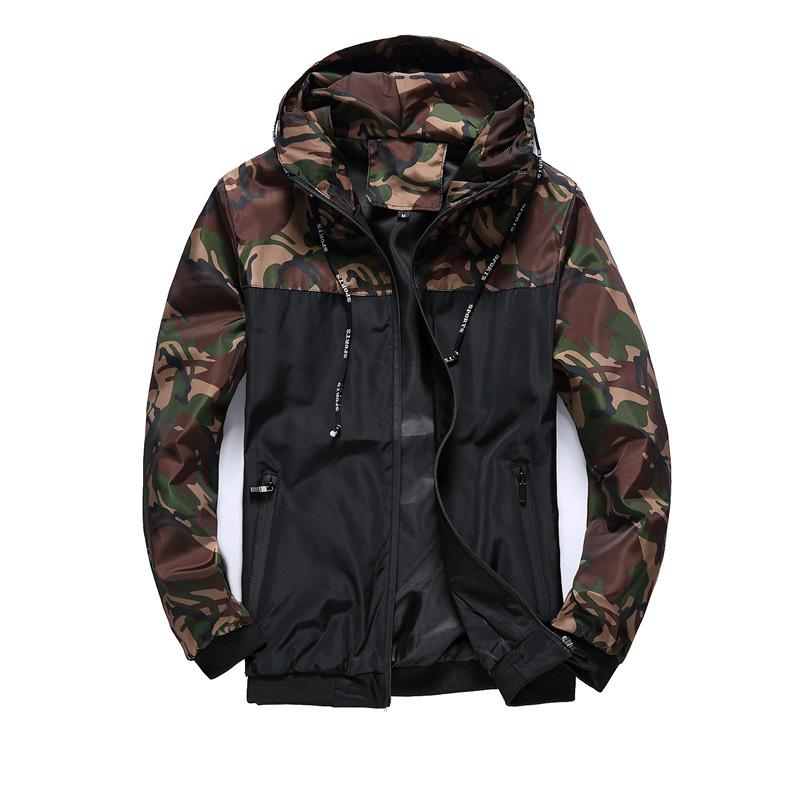 Камуфляжная мужская куртка Мужская куртка Tooling Hooded Color Matching Youth Wish Shrimp Skin