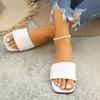 Women Solid Color Slippers Round Head One Line Flat Ladies Indoor Outdoor Platform Flat Sandals Room Footwear Slides Sandalias