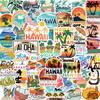 50 Hawaiian Summer Style Graffiti Stickers Decorative Guitar Notes Suitcase DIY Waterproof