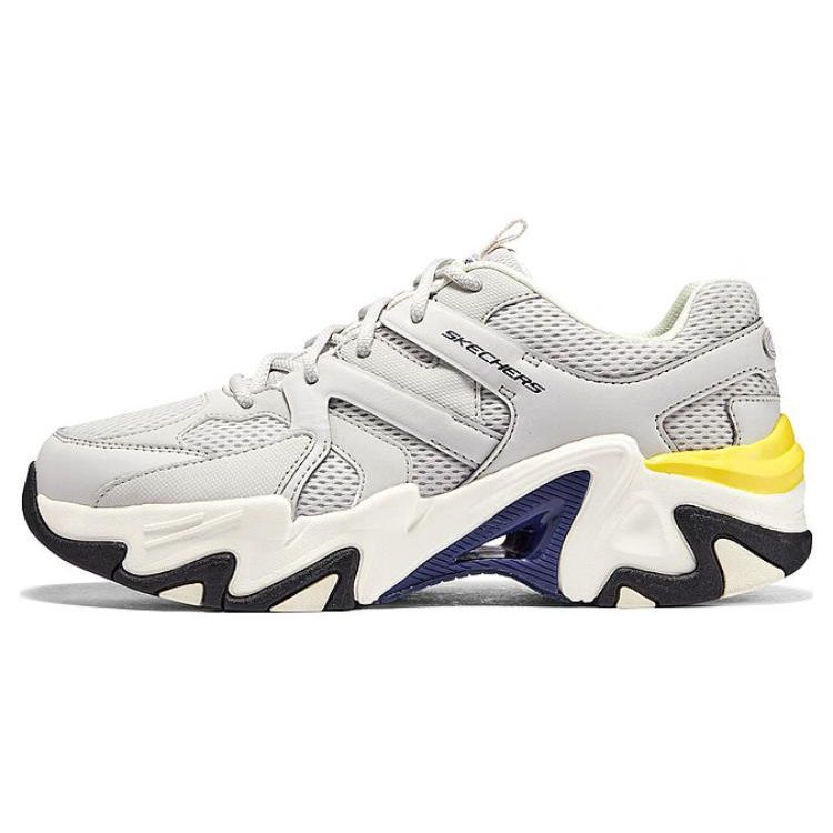 Skechers Stamina V3 Mecha Shoes Третье Поколение Ткань Синтетическая Кожа Спортивный Комфорт Низкие Папины Кроссовки Мужские кроссовки Белый Серый 894200-GYMT