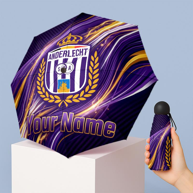 Anderlecht FC Manual Five Fold 8 Rib Umbrella Support Custom Text, Lightweight Travel Umbrella