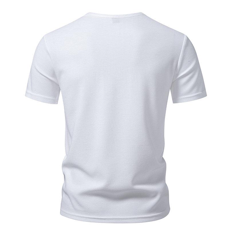 Мужская футболка-henley с коротким рукавом, однотонная, мужские топы, облегающий крой, воротник на пуговицах, повседневная, шикарная, стритвир