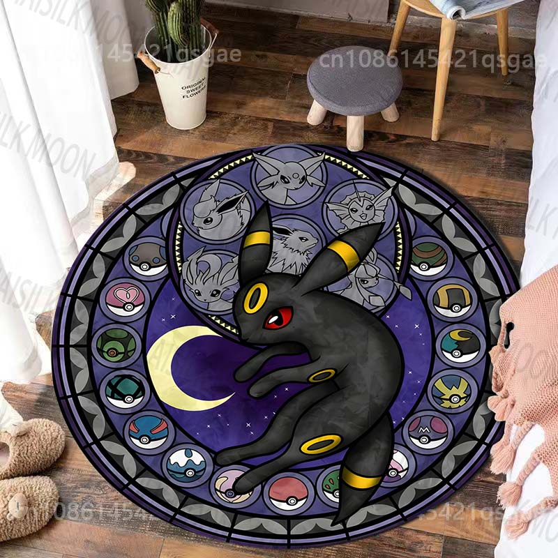 Japanese Pet Collecting Game E-vee Print Round Carpet for Living Room Bedroom Table Chair Sofa Home Decor Area Rug Luxury Gift