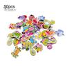 50Pcs Cartoon Sea Marine Animals Fish Crabs Seahorse 2 Holes Sewing Wood Buttons